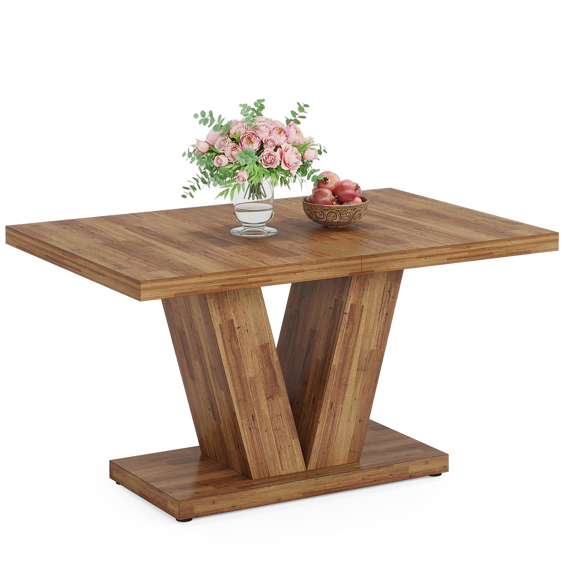47 Inch Rustic Farmhouse Dining Table – Seats 4, V-Base