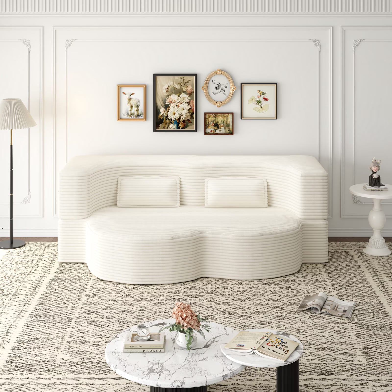 3-in-1 Convertible Sofa Bed – 78" Teddy Fabric Sleeper Sofa, No Assembly