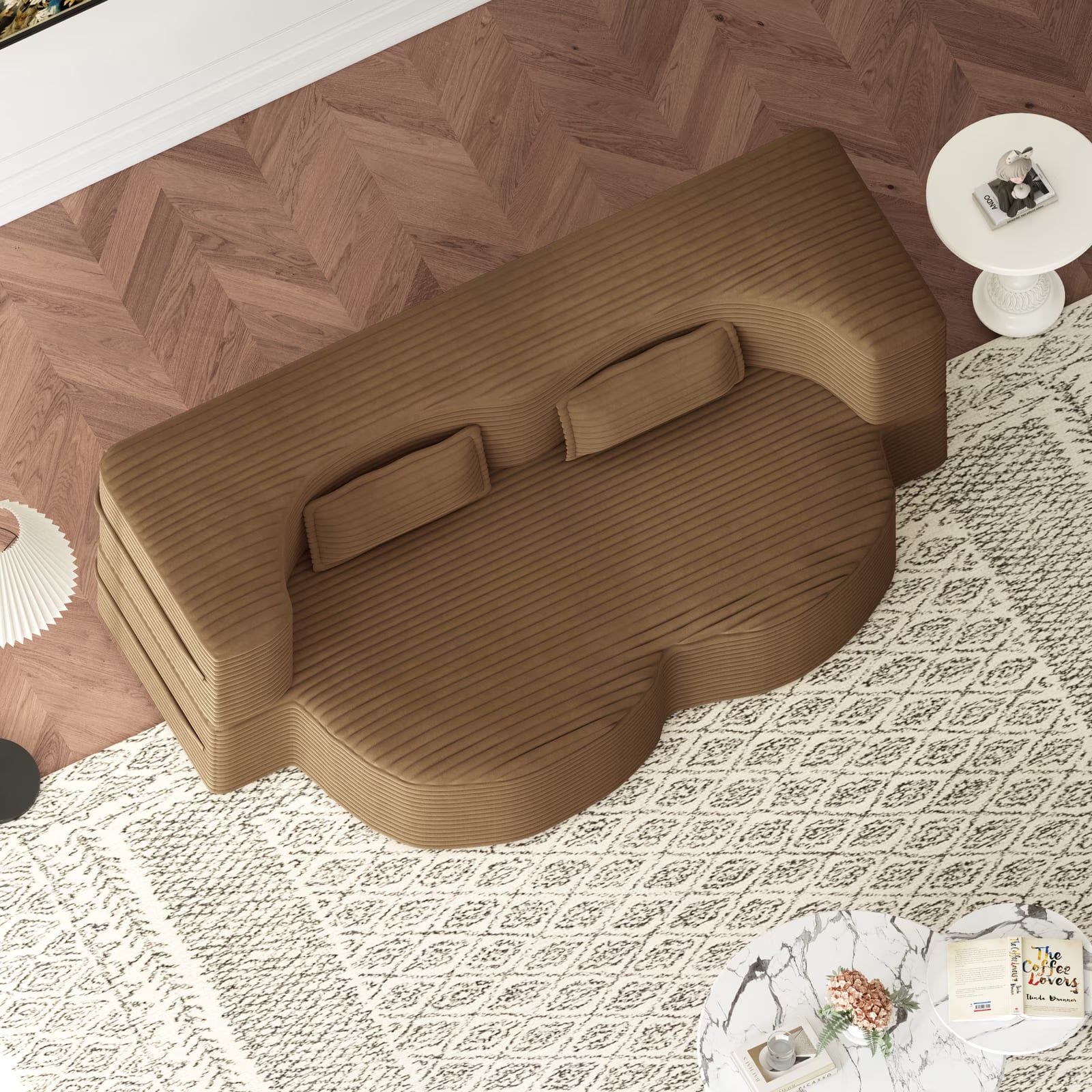 3-in-1 Convertible Sofa Bed – 78" Teddy Fabric Sleeper Sofa, No Assembly