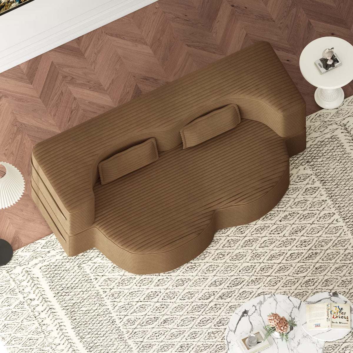 3-in-1 Convertible Sofa Bed – 78" Teddy Fabric Sleeper Sofa, No Assembly