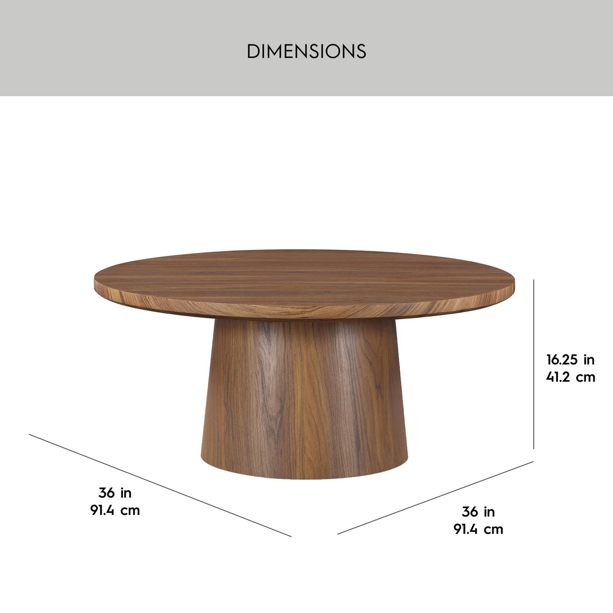 36 Inch Square Pedestal Coffee Table – Black or Walnut