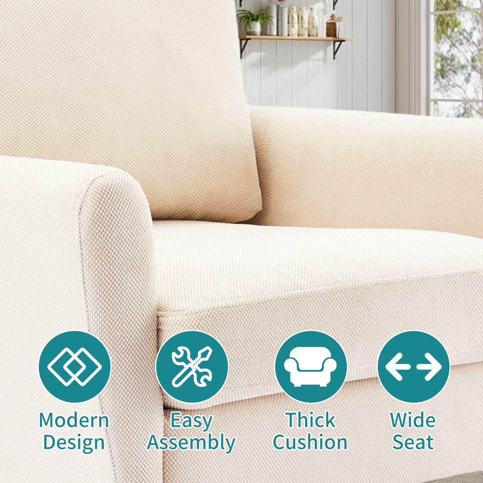Mid-Century Modern Accent Chair – Padded Fabric Armchair