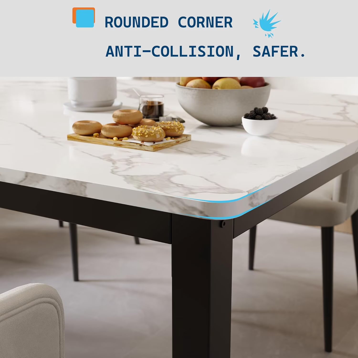 78 Inch Rectangular Dining Table – Industrial Metal Legs, Seats 6-8