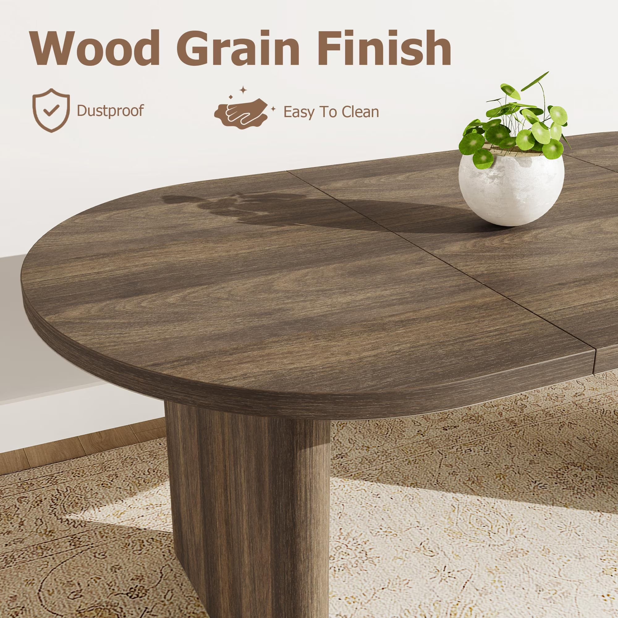 70 Inch Oval Farmhouse Dining Table – Seats 6 to 8