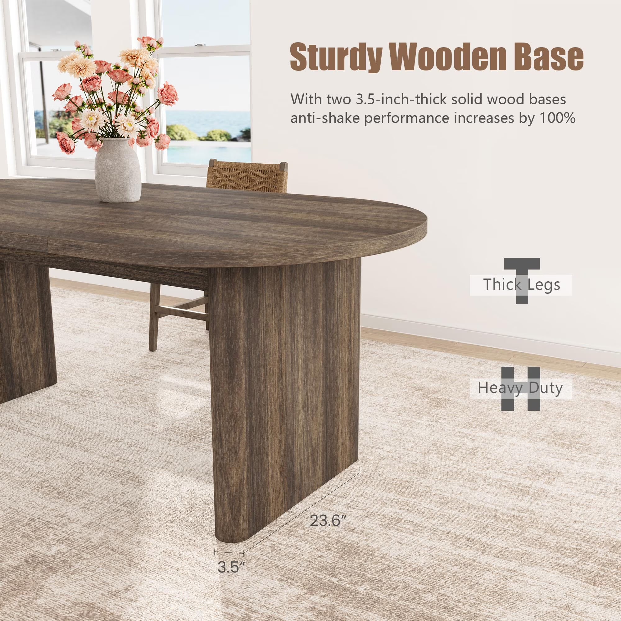 70 Inch Oval Farmhouse Dining Table – Seats 6 to 8