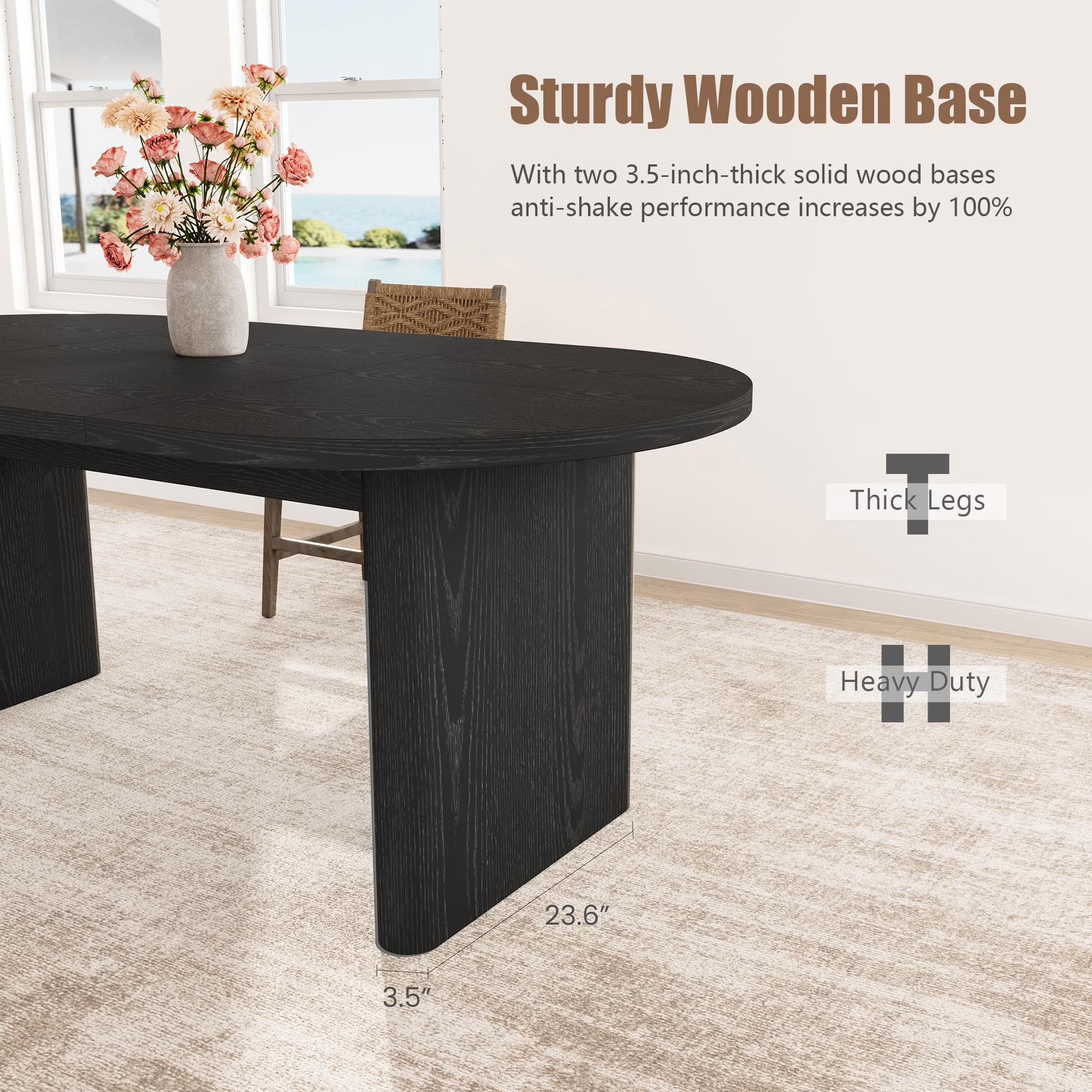 70 Inch Oval Farmhouse Dining Table – Seats 6 to 8