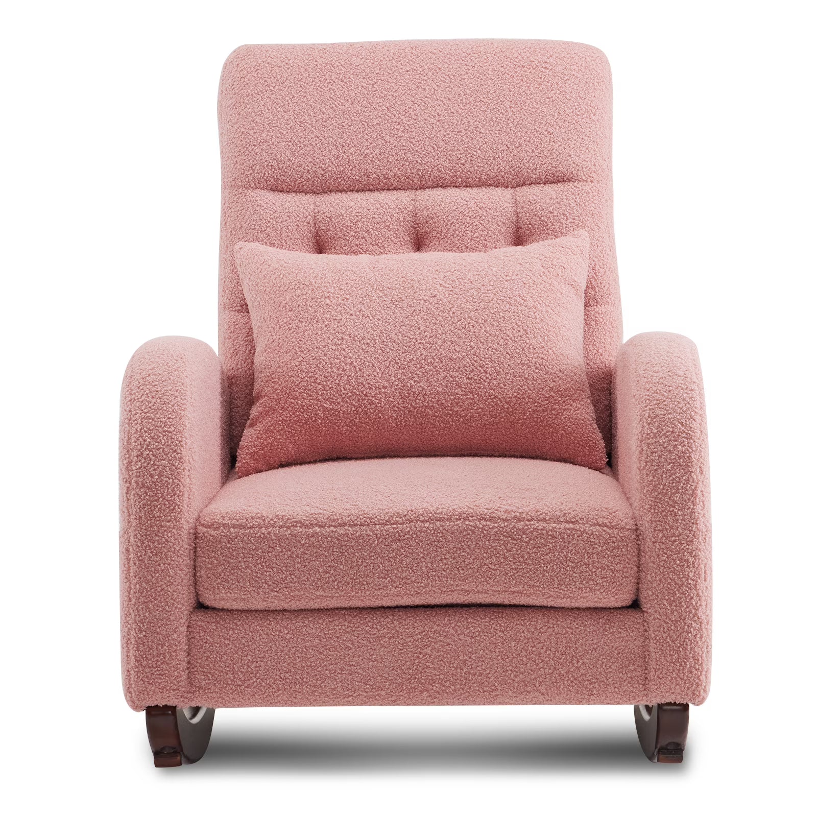 Solid Wood Lounge Chair with Side Pockets & Lumbar Pillow