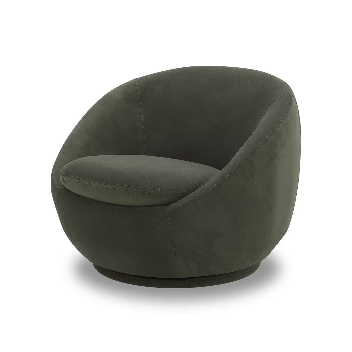 Round Arm Upholstered Accent Chair – Wood Frame, Foam Cushioned