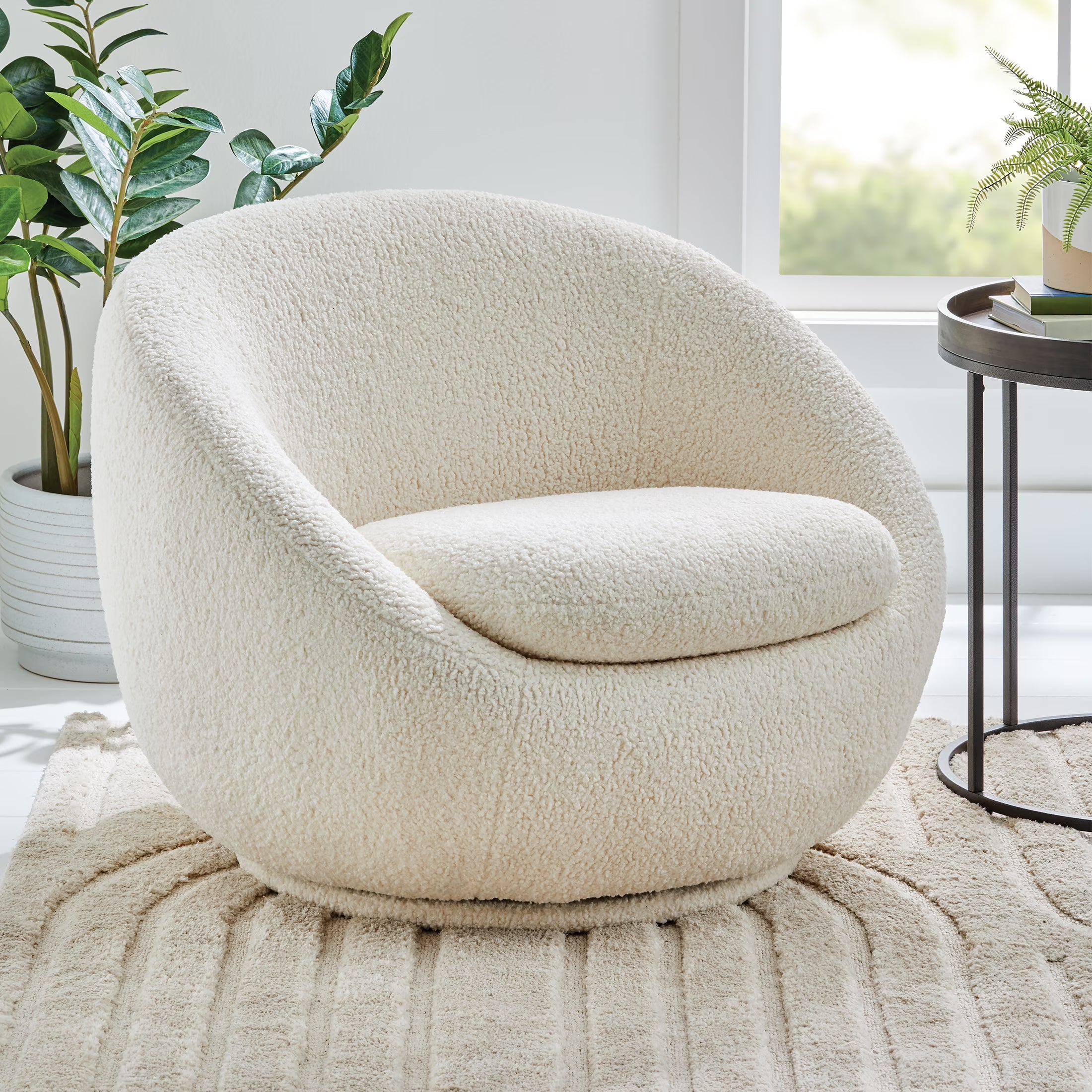 Round Arm Upholstered Accent Chair – Wood Frame, Foam Cushioned