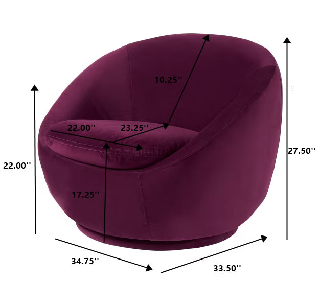 Round Arm Upholstered Accent Chair – Wood Frame, Foam Cushioned