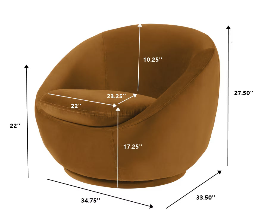 Round Arm Upholstered Accent Chair – Wood Frame, Foam Cushioned