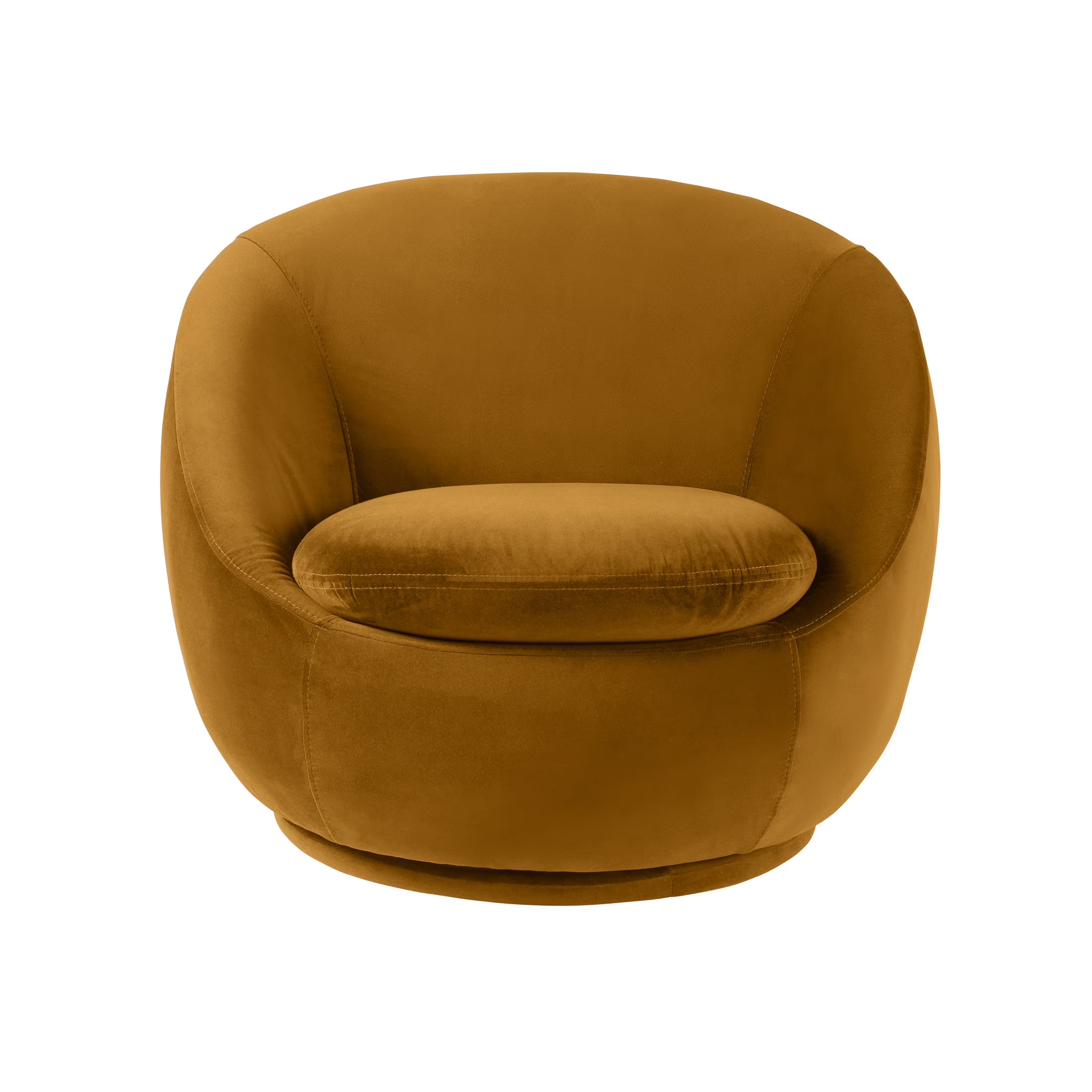 Round Arm Upholstered Accent Chair – Wood Frame, Foam Cushioned