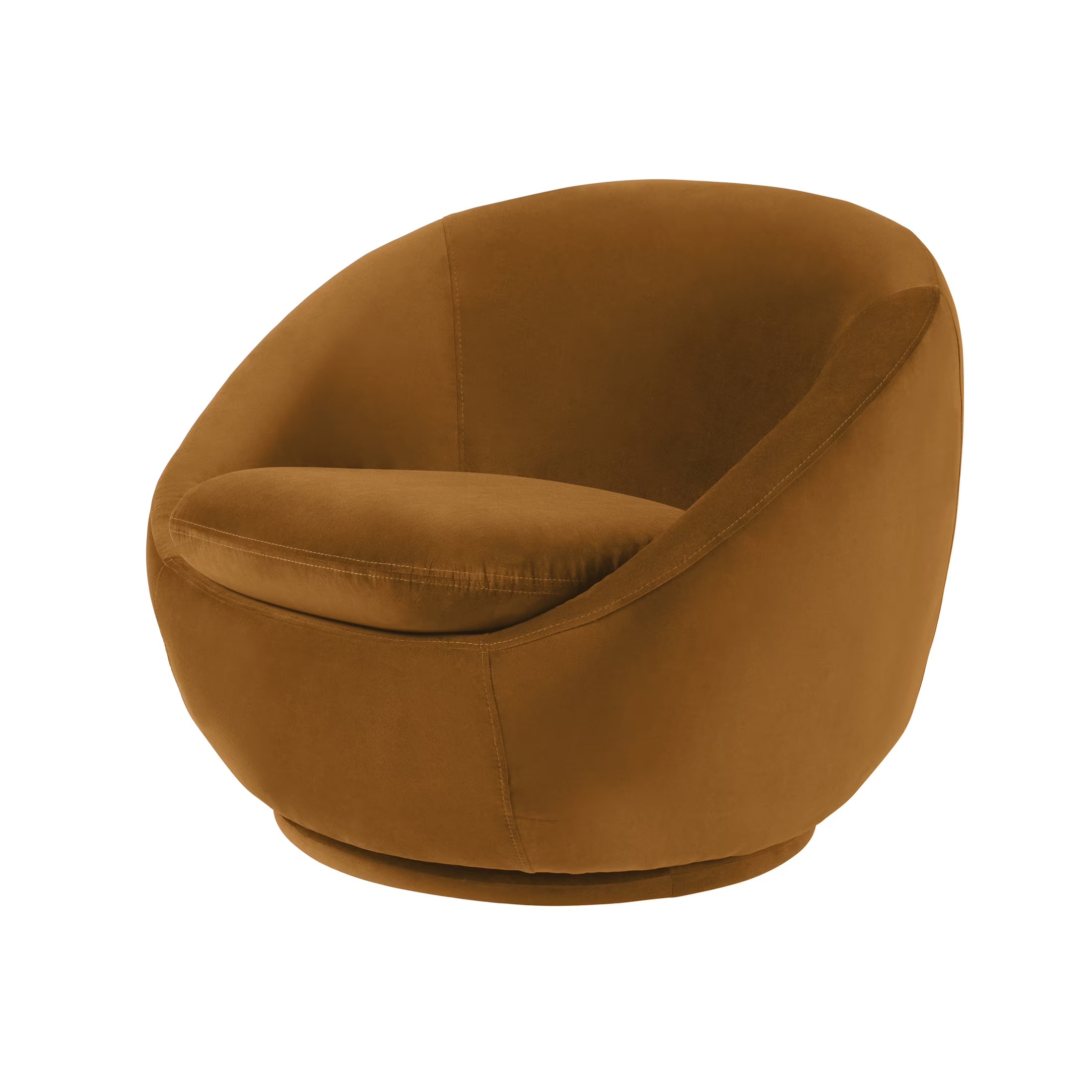 Round Arm Upholstered Accent Chair – Wood Frame, Foam Cushioned