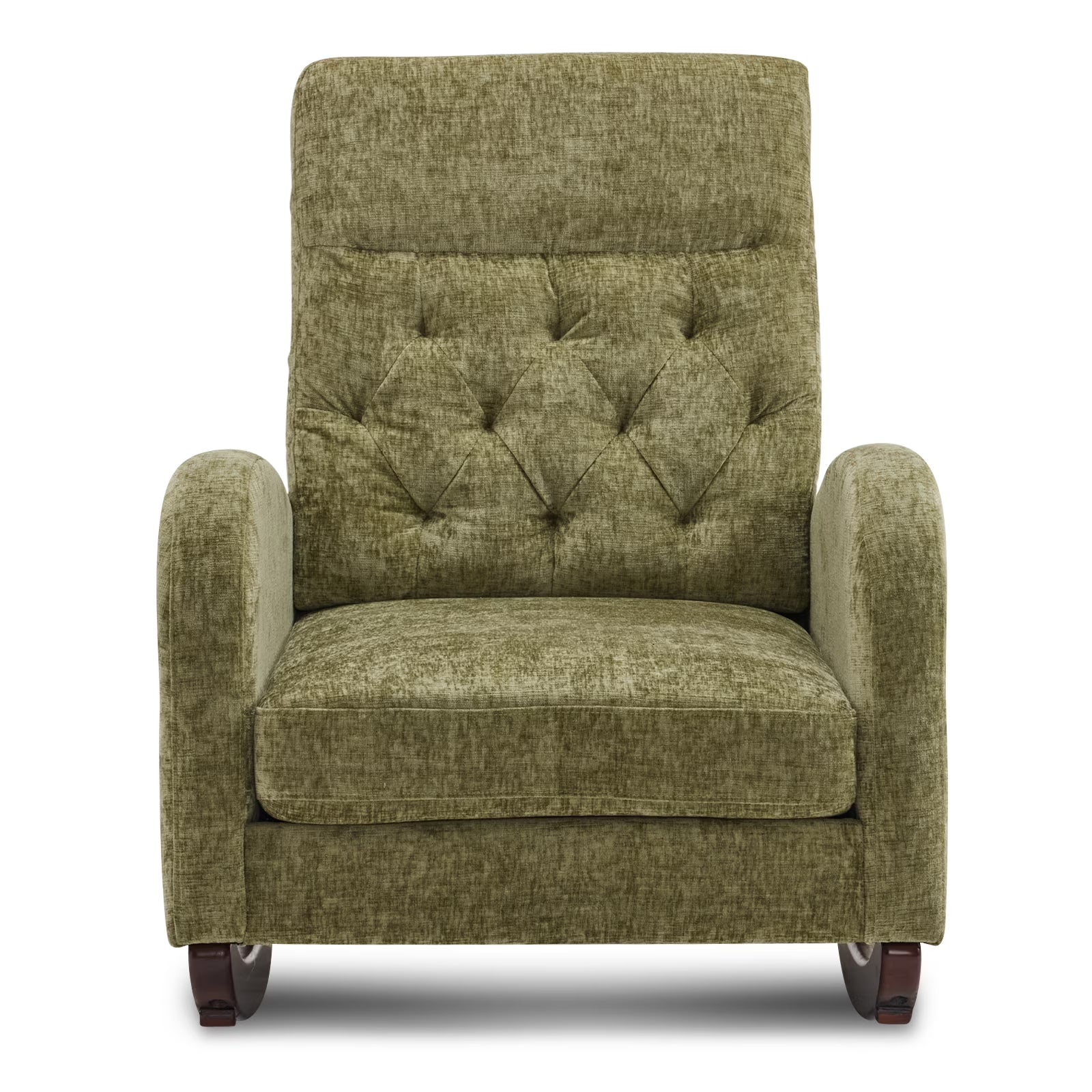 Solid Wood Lounge Chair with Side Pockets & Lumbar Pillow