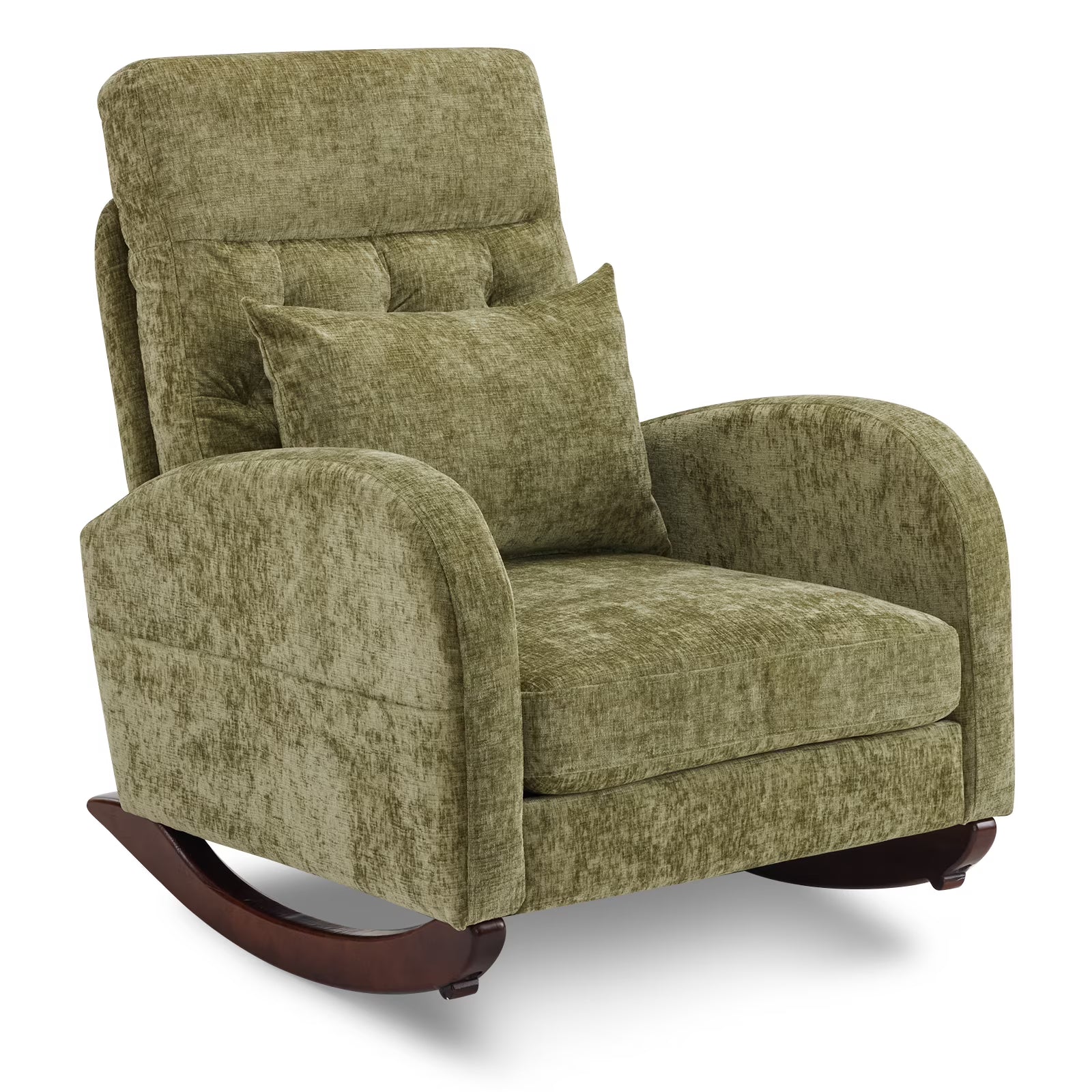 Solid Wood Lounge Chair with Side Pockets & Lumbar Pillow
