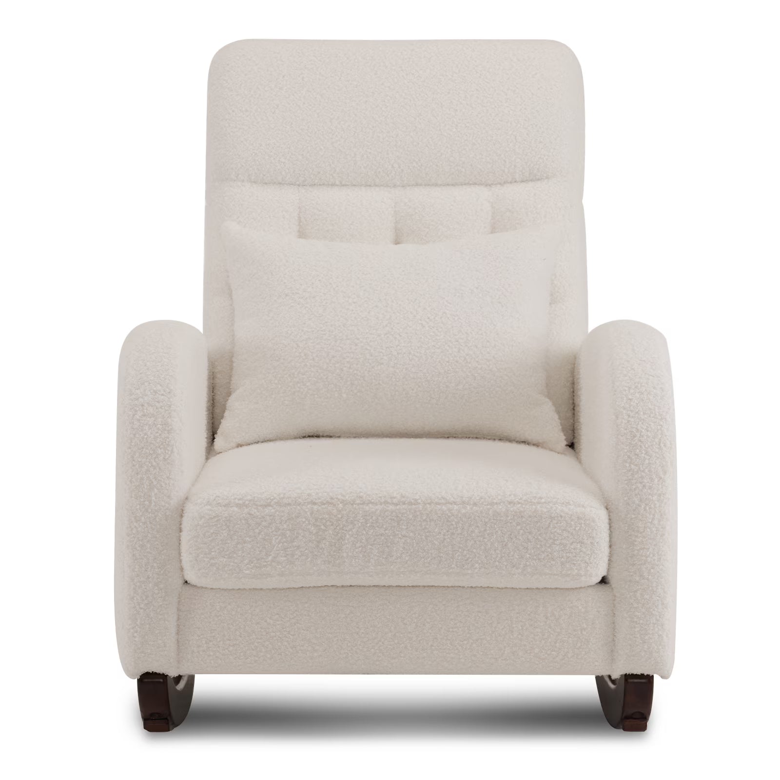 Solid Wood Lounge Chair with Side Pockets & Lumbar Pillow