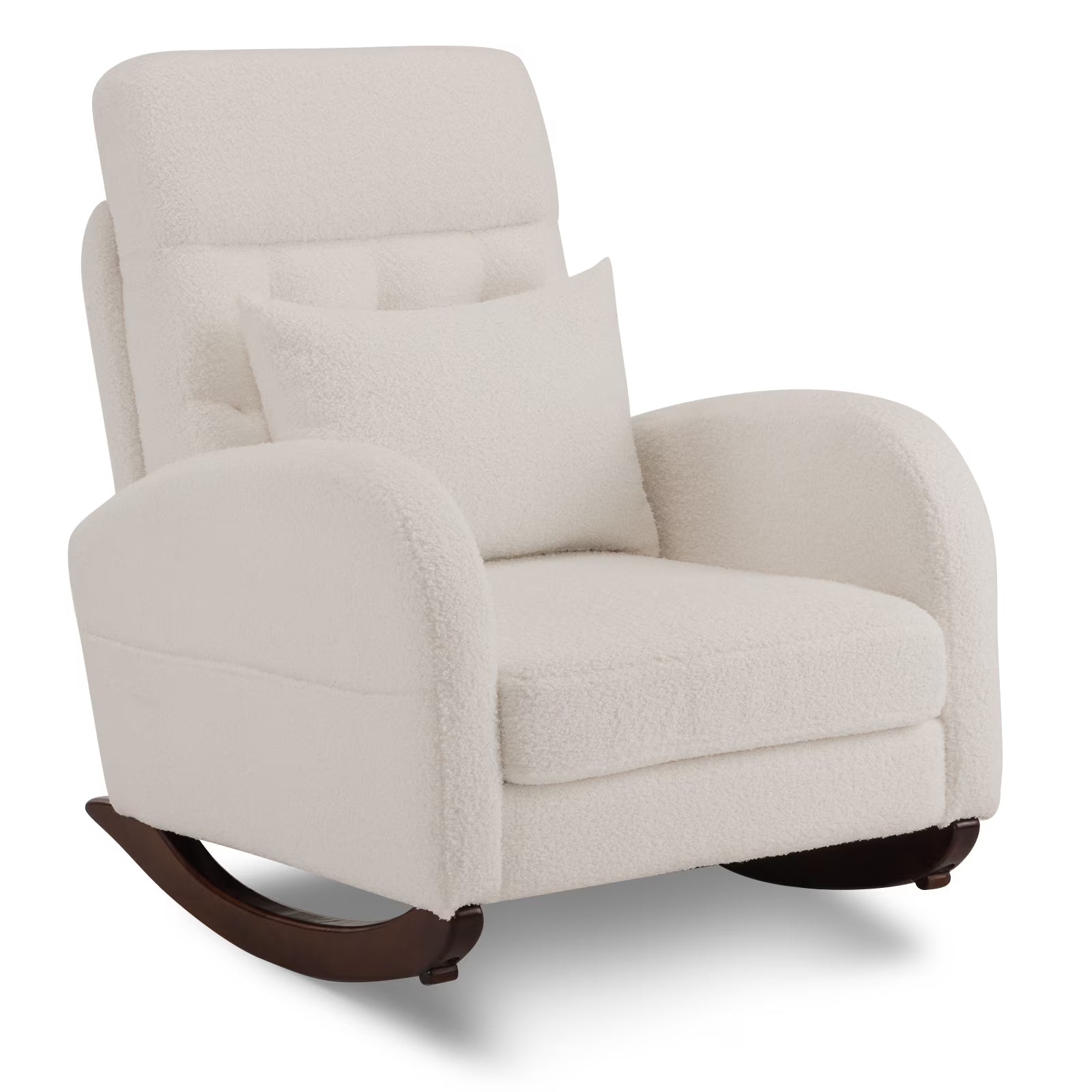 Solid Wood Lounge Chair with Side Pockets & Lumbar Pillow
