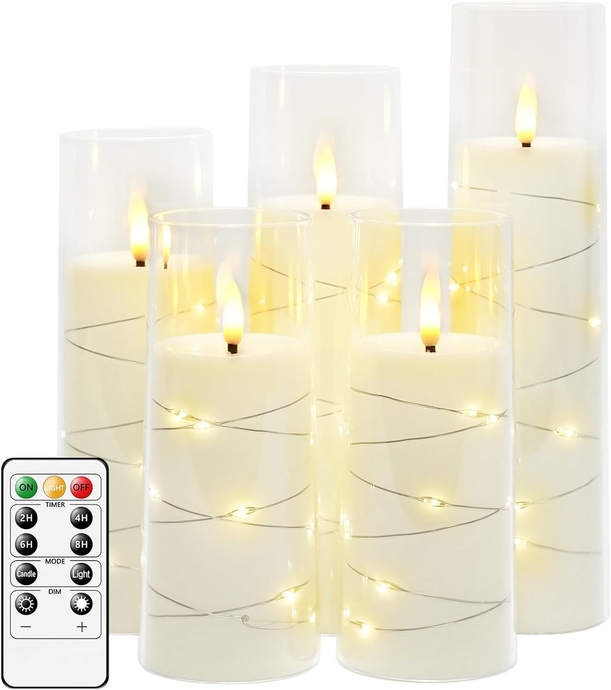 Flameless LED Candles Set of 5 | Flickering Battery Candles with Timer